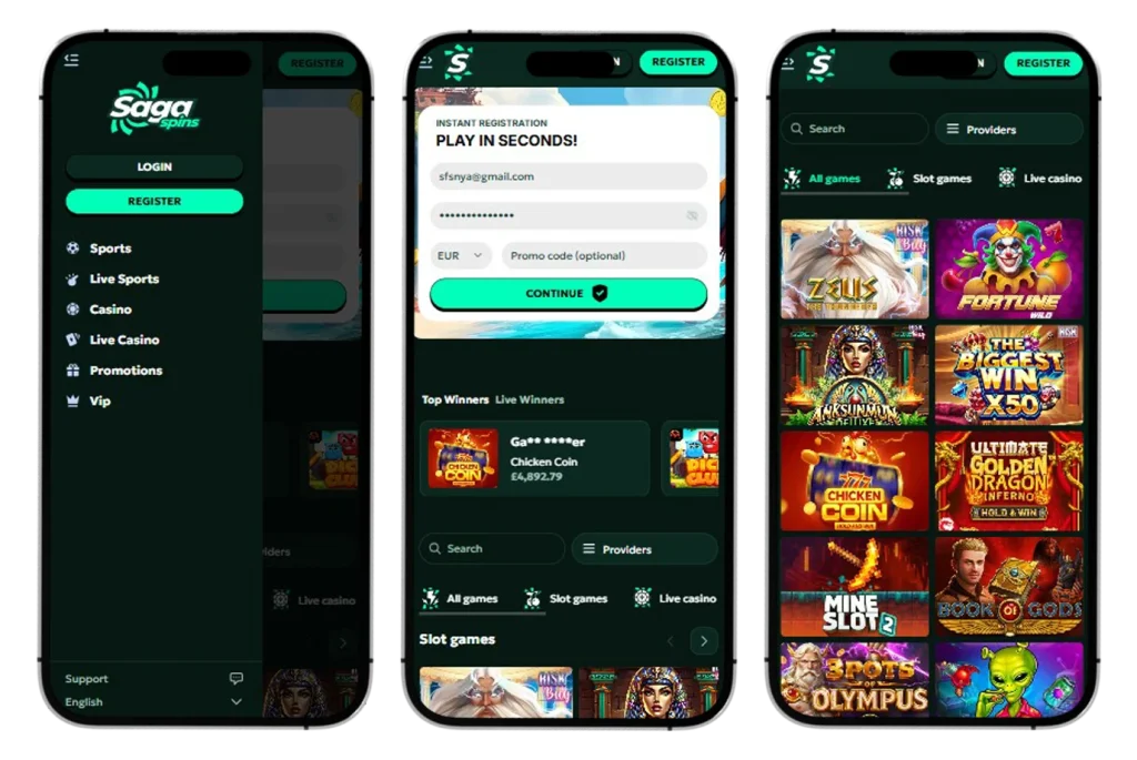 SagaSpins Casino app